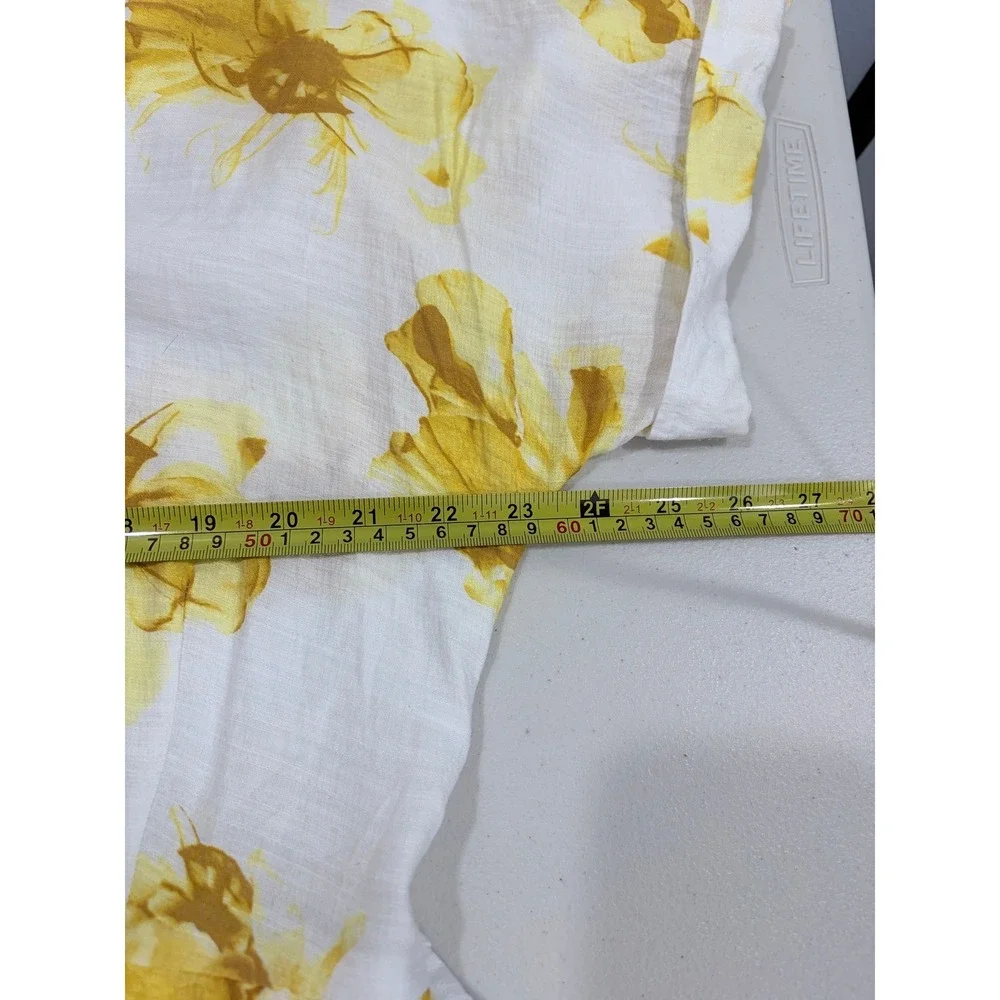 Simply Vera Wang Yellow Floral Rayon Blend‎ Shift Dress White XL Wedding Guest